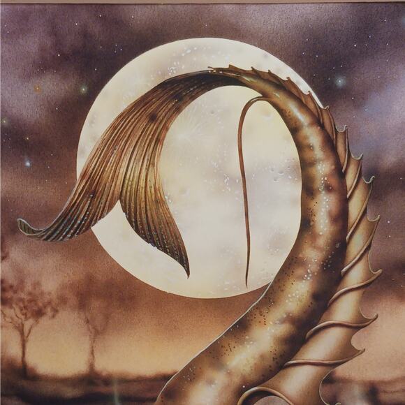 RARE David Delamare "Bathing in Moonlight" Mermaid Matted Print 11x14 inch NEW - Picture 3 of 6